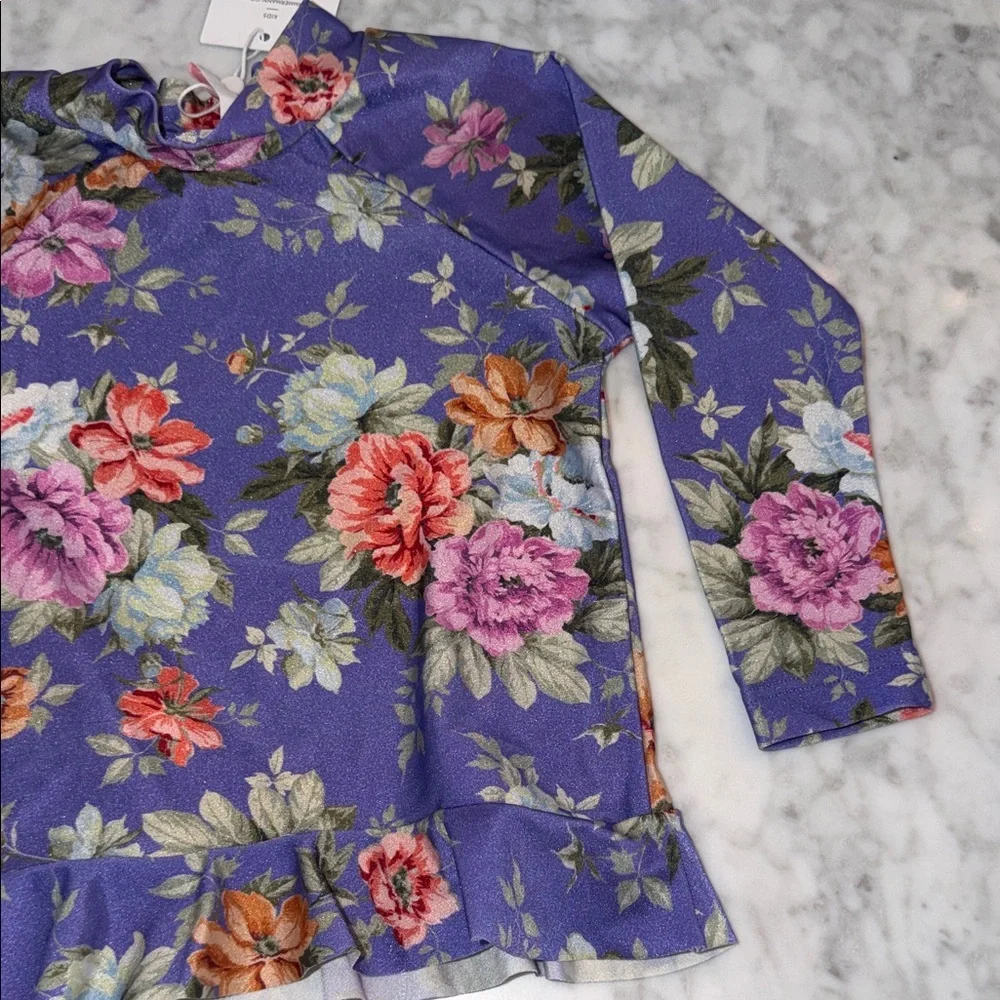 NWT Zimmermann Purple Floral Ruffle Rashguard Swim Top 2Y - Picture 5 of 10